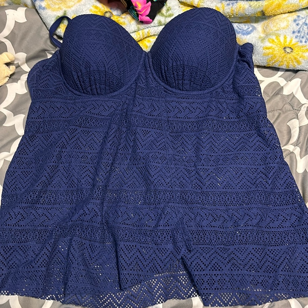 Tankini top navy blue